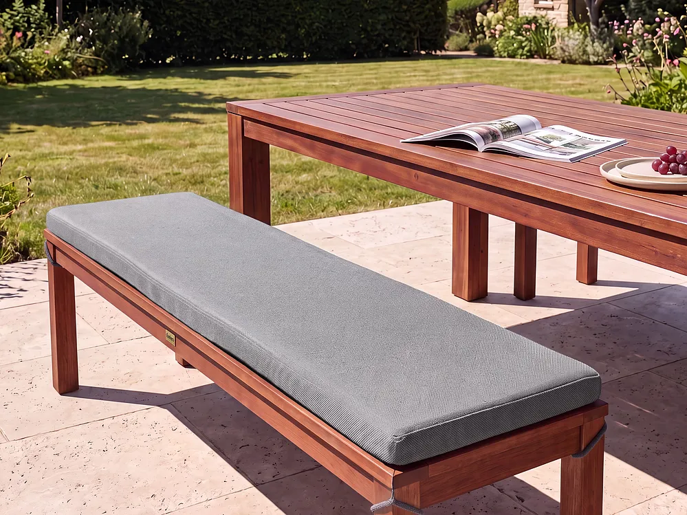 Bench Seat Pad Cushion TUSCANIA 157 x 34 cm Grey