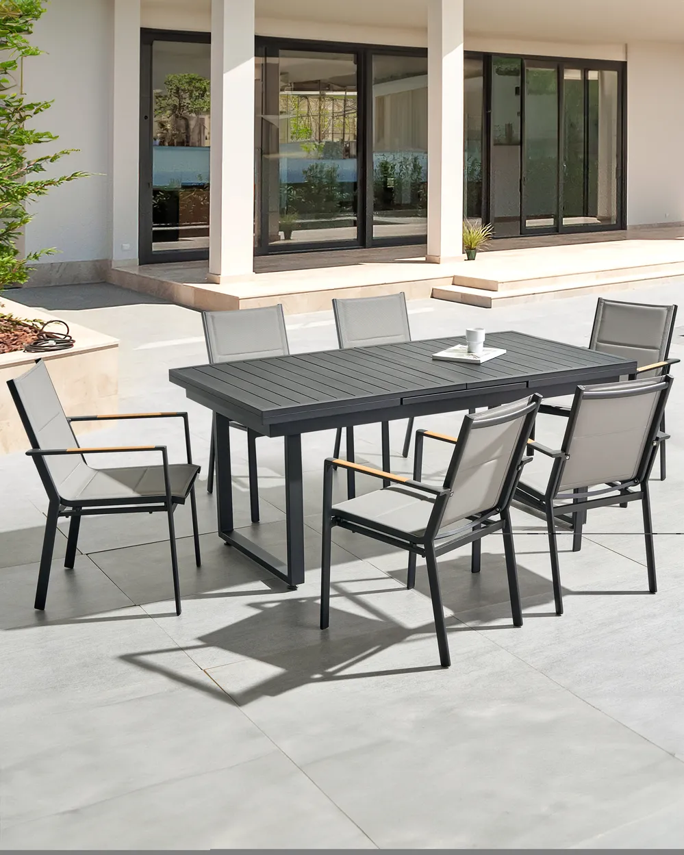 Set of 6 Garden Chairs BUSSETO Metal Black