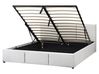 Ottoman Bed BOUSSE Velvet Light Grey 160 x 200 cm (EU King Size)