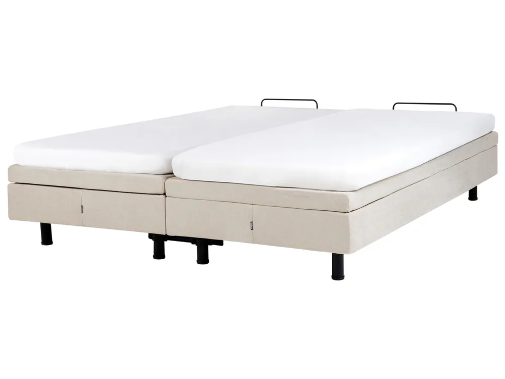 Adjustable Bed without Headboard Fabric CASTELLAN 180 x 200 cm (EU Super King) Light Beige_952226