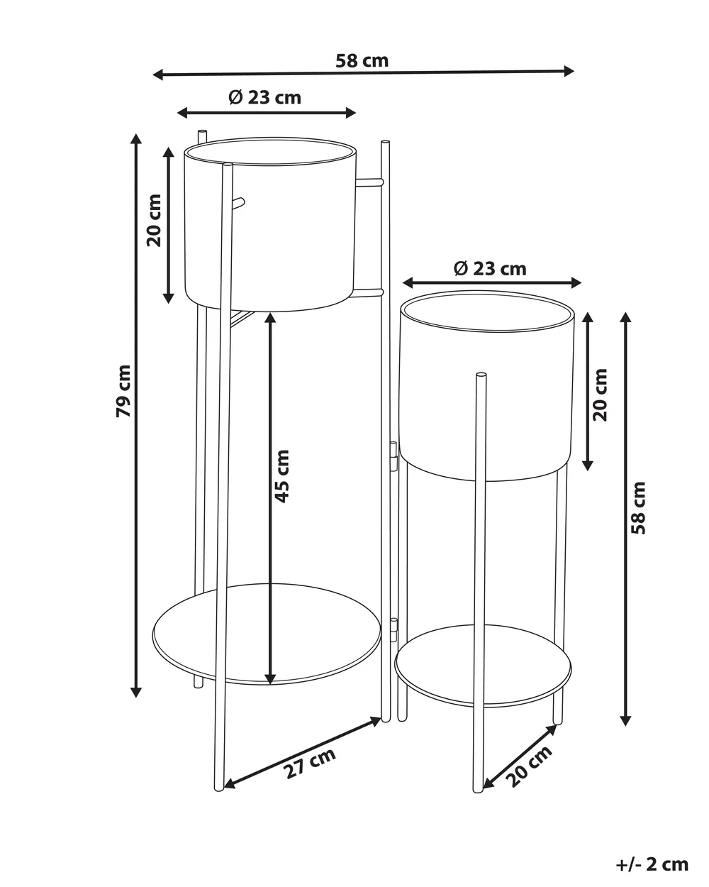 Växtställ ULMUS 58 cm Metall Svart_942266