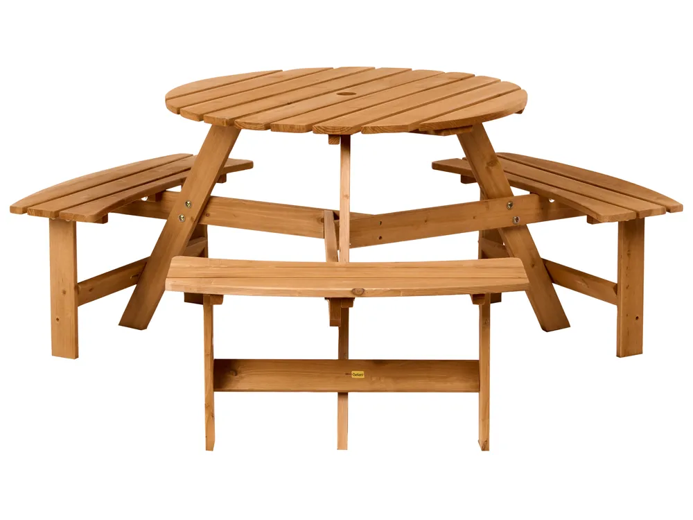 Picnic Table with Benches CAPARCOTTA Fir Wood Light Brown