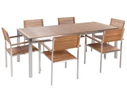 Garden Dining Set 6 Seater VIAREGGIO Certified Teak Wood Brown_882928