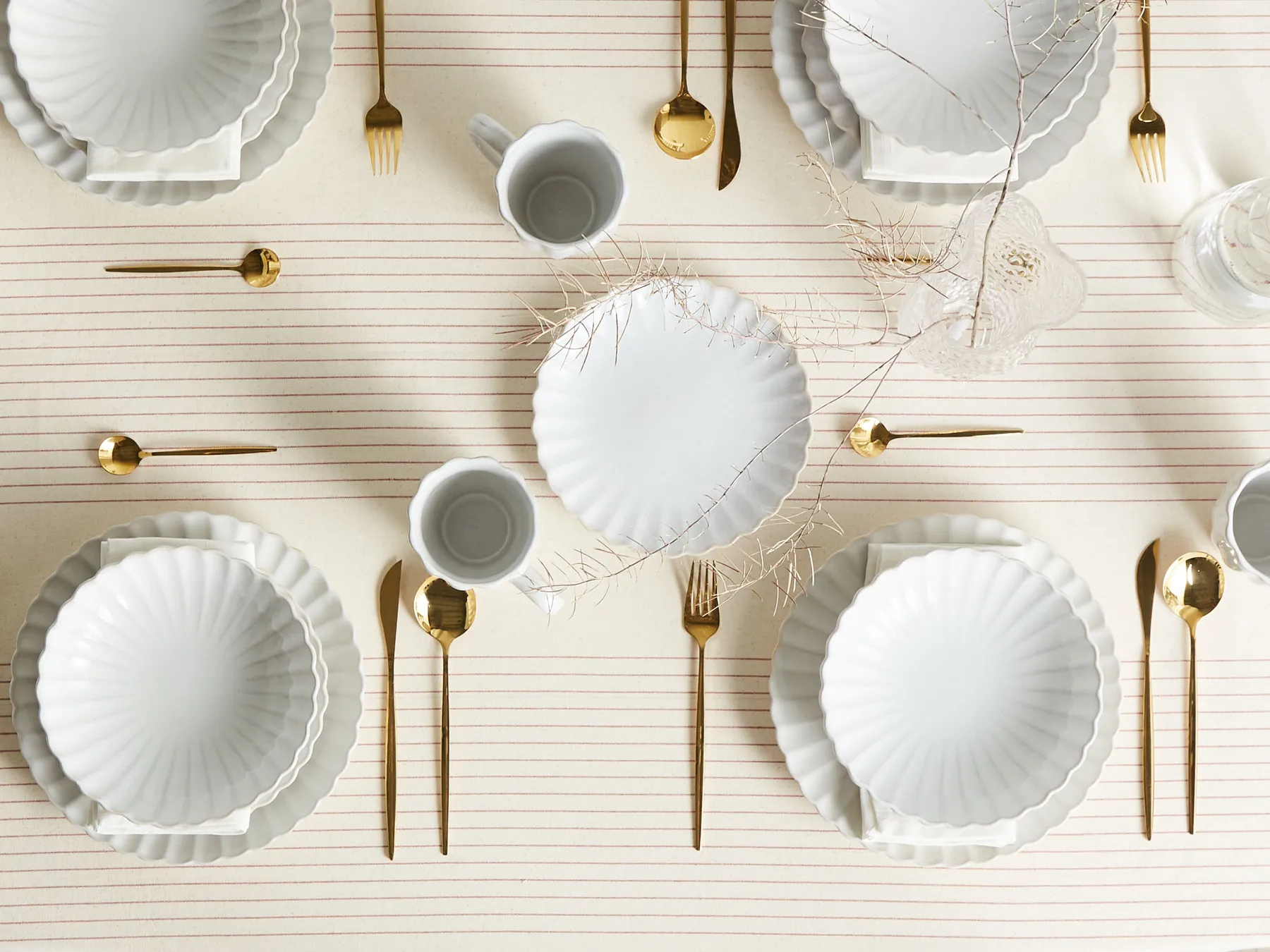 Set of 16 Dinnerware NETTLE Stoneware Off-White_957385