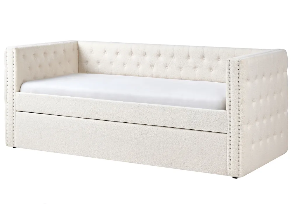 Utdragbar säng Bouclé GASSIN 90 x 200 cm Off-White_951564