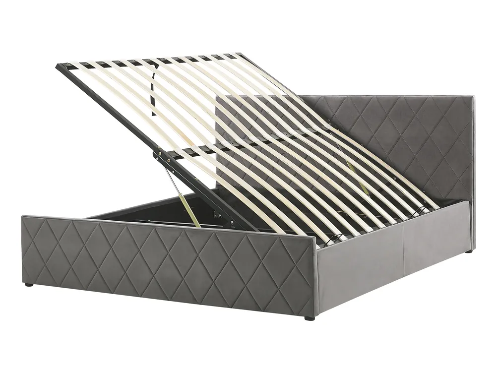 Ottoman Bed ROCHEFORT Velvet Grey 140 x 200 cm (EU Double)