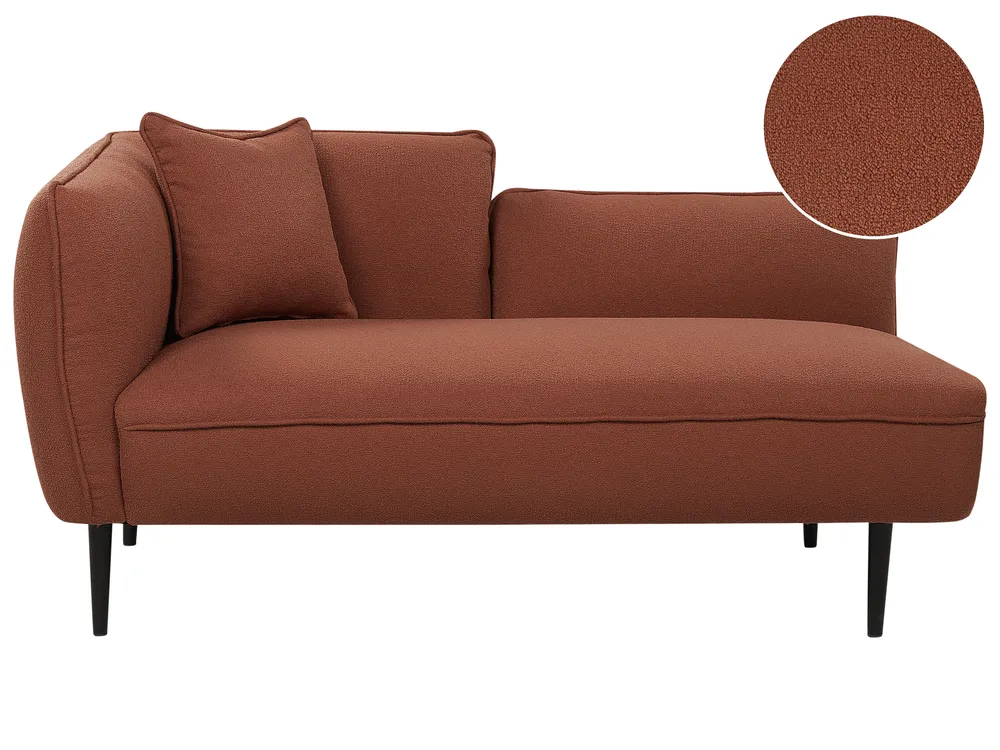 Left-Hand Chaise Longue CHEVANNES Boucle Dark Red