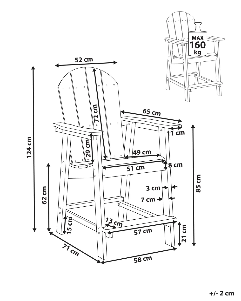 Trädgårdsbarstol ADIRONDACK Syntetiskt material Mörkgrå_938425