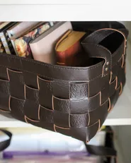 Set of 2 Baskets SIPPAR Faux Leather Dark Brown_1036740