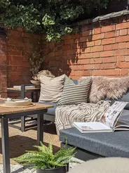Garden Corner Sofa with Table 5 Seater MESSINA Metal Black Left Hand_810288