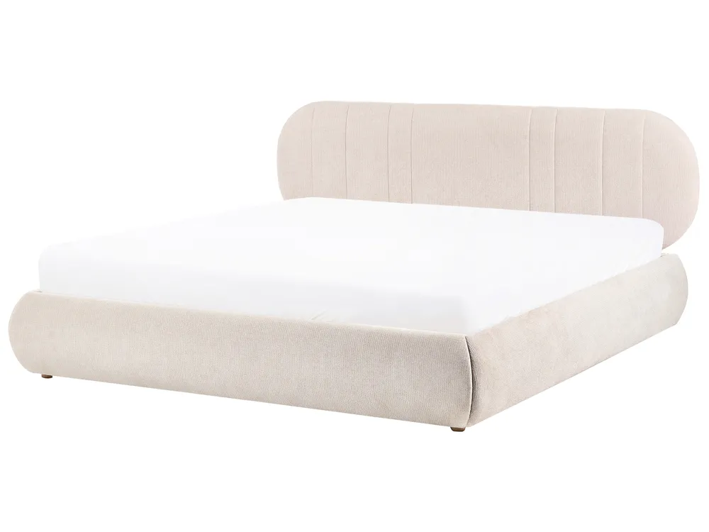 Ottoman Bed CAMPAN Fabric Light Beige 180 x 200 cm (EU Super King)