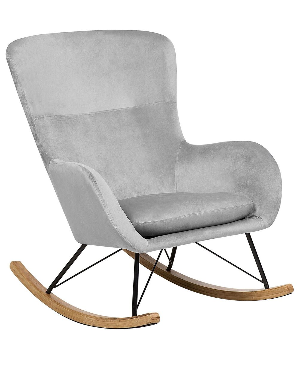 Rocking Chair ELLAN Velvet Light Grey