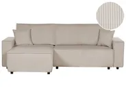 Corner Sofa Bed 3 Seater ABACKA Corduroy Beige Right Hand_896774