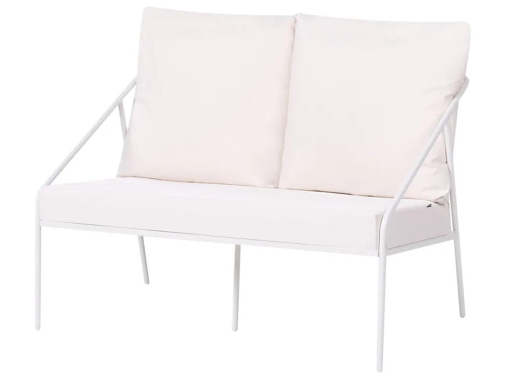 Garden Lounge Set with Table 4 Seater USTICA Metal White_1037421
