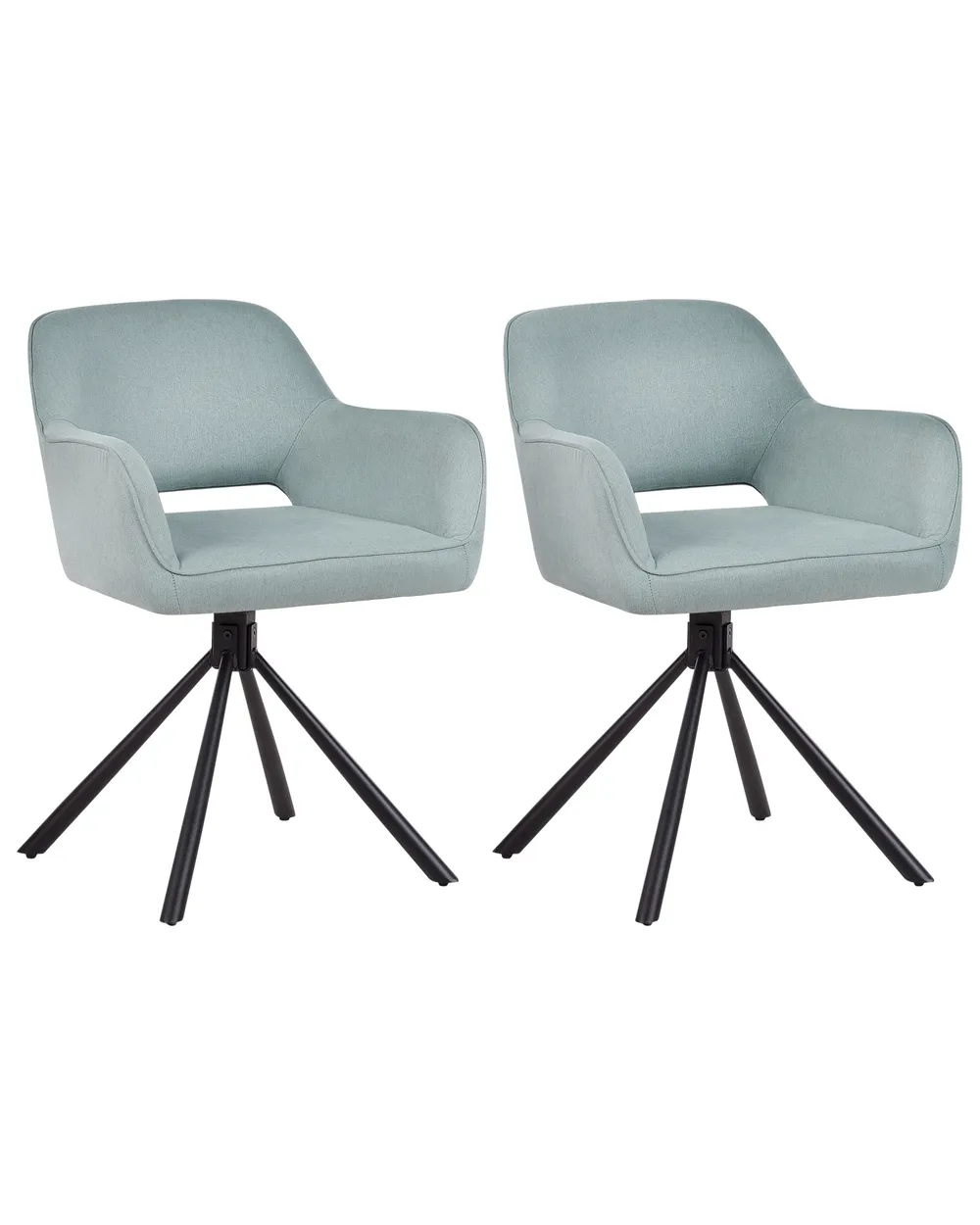 Set of 2 Dining Chairs Swivel LOURES Fabric Light Blue