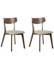 Set med 2 matstolar HOLLY Trä Brun/ Beige_952299