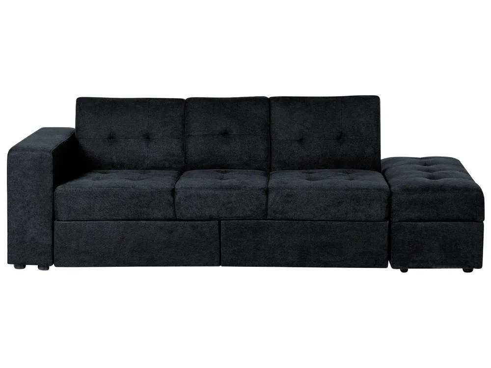 Sofa Bed 3 Seater FALSTER with Storage Fabric Black