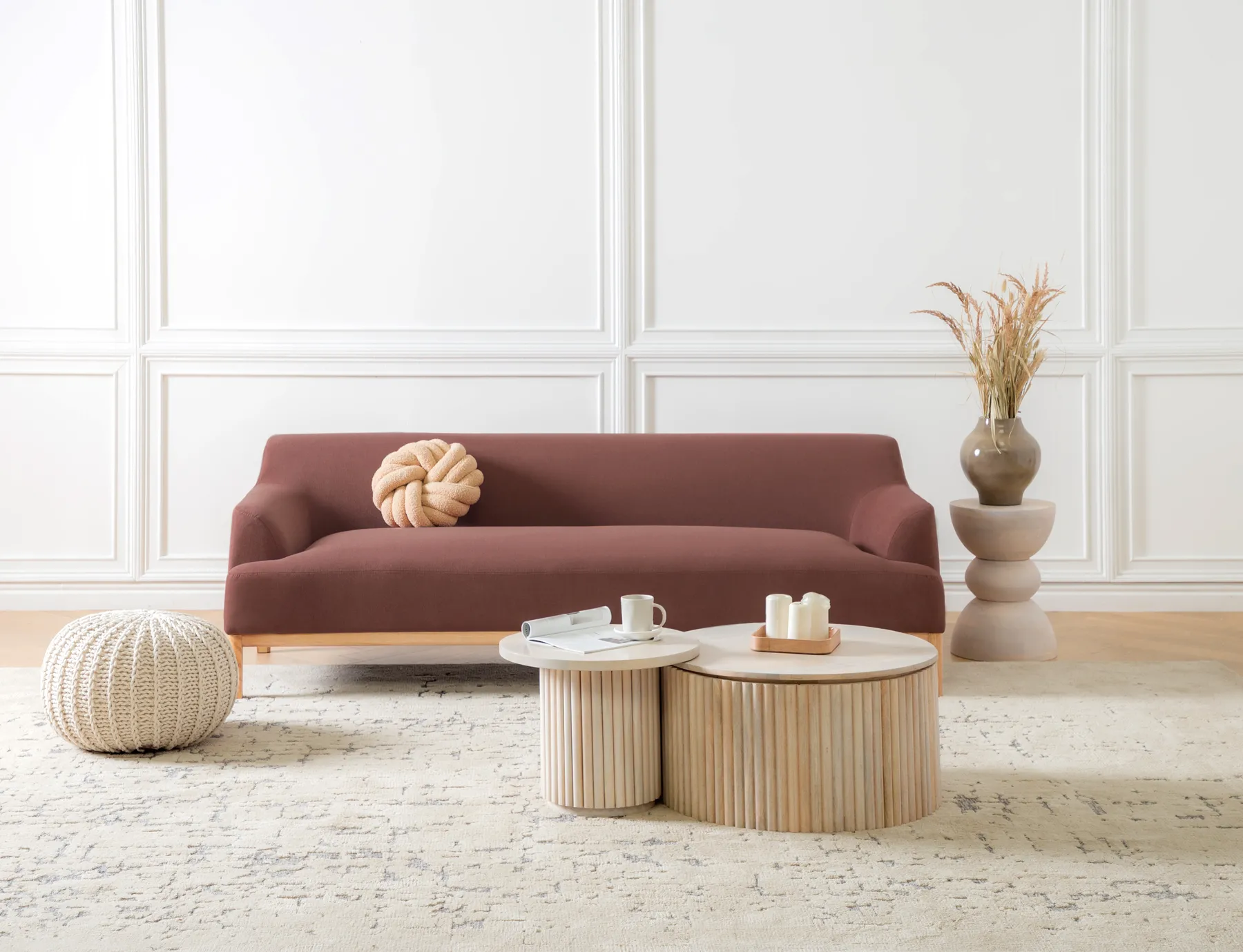 Sofa 3 Seater SOSJO Fabric Burgundy_940874