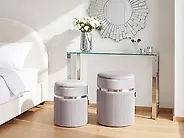Set med 2 förvaringspuffar CAMDENTON Sammet Ljusgrå_1186023