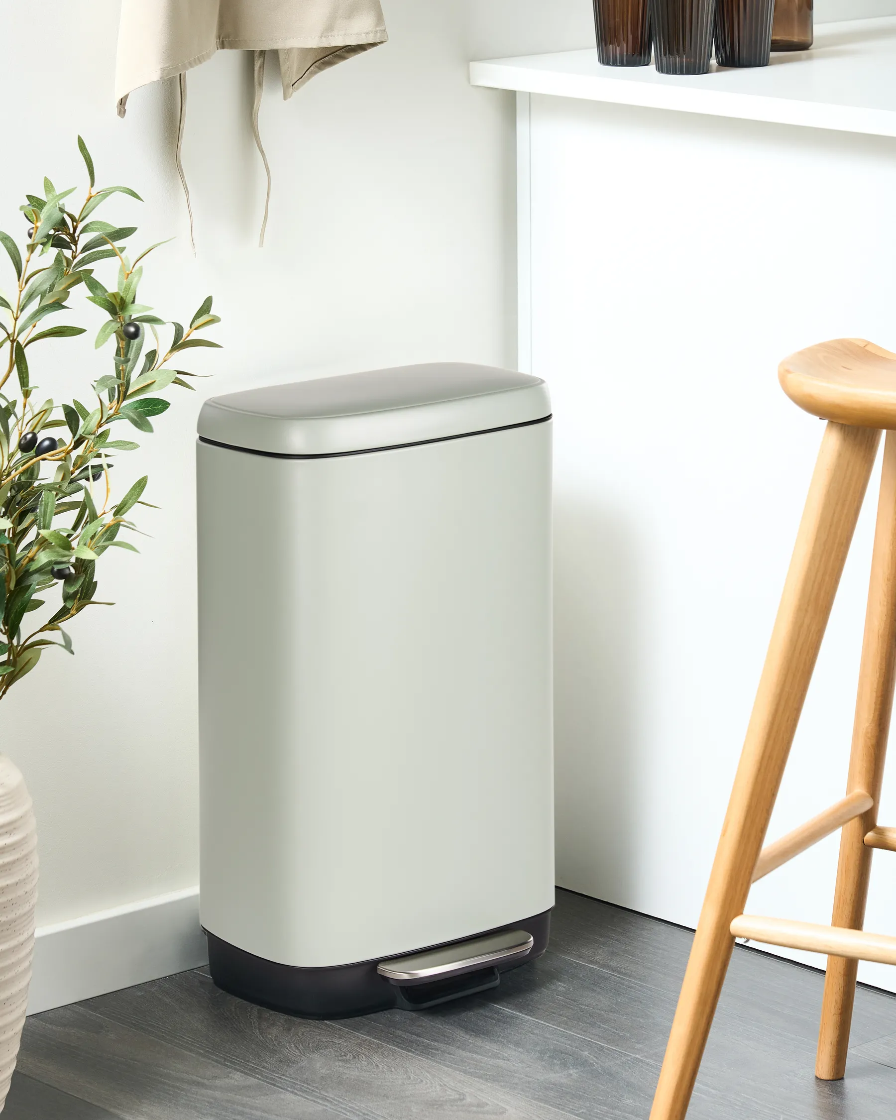 Papperskorg med pedal 30 L ECOCOLLECT Metall Ljusgrön_992740