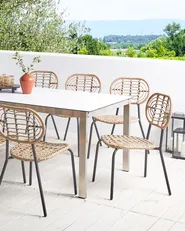 Set med 8 stolar PRATELLO Konstrotting Naturlig_877747