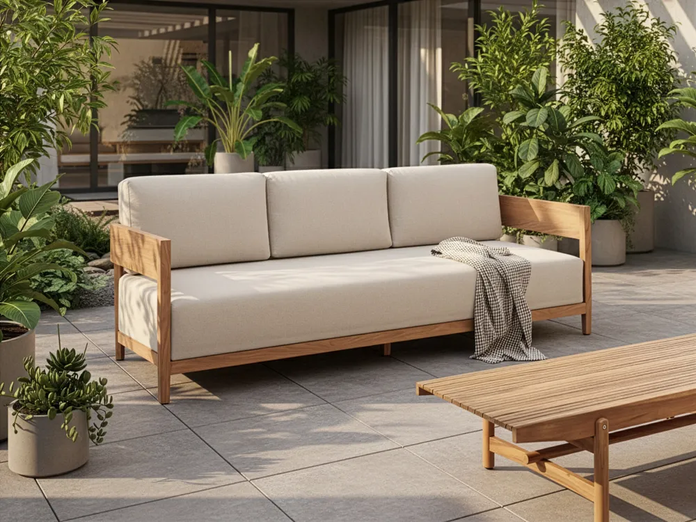 Garden Sofa 3 Seater SAMPIERI Metal Light Brown