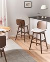 Set of 2 Bar Chairs CHARLESTON Wood Brown/ Light Beige