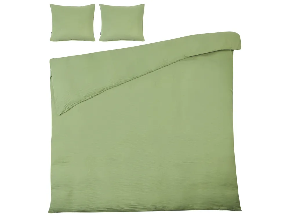 Duvet Cover Set SUMNER 220 x 240 cm Cotton Muslin Green_1060144