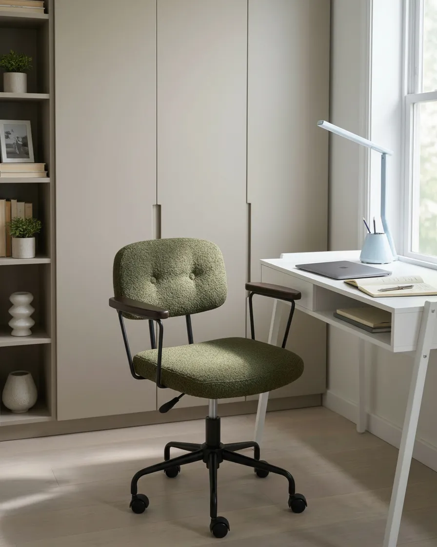 Desk Chair ALGERITA Boucle Dark Green