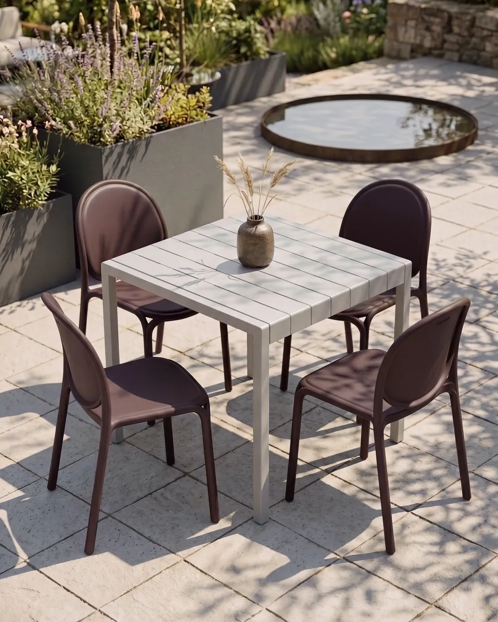 Set of 4 Garden Chairs BRUGNELLO Brown