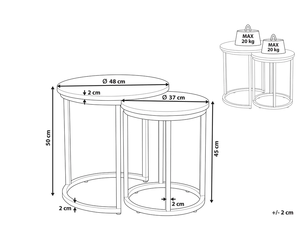 Set of 2 Side Tables DIXIE Grey Concrete Effect_815095