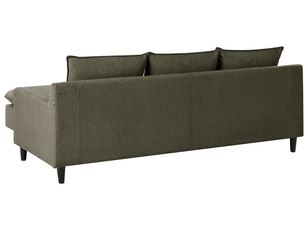 Corner Sofa 3 Seater ELVENES Velvet Dark Green Left Hand_966789