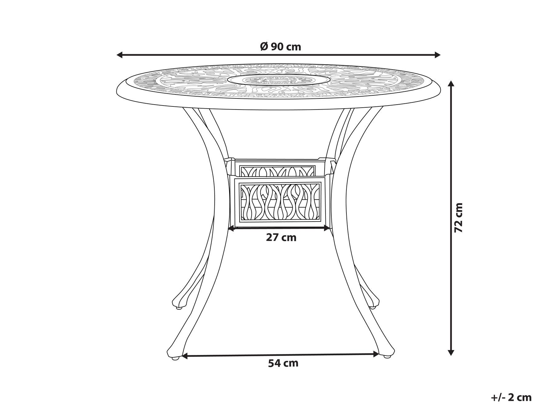 Outdoor Dining Table for 4 ANCONA 90 cm 90 cm Metal Dark Brown_765594