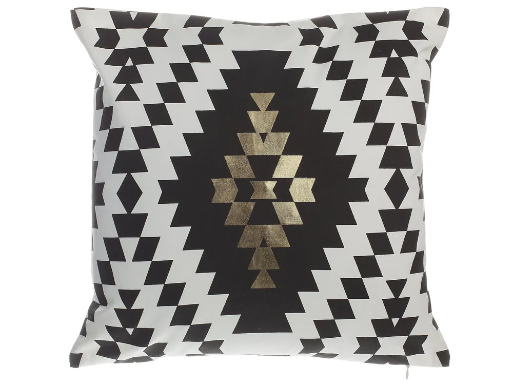Set of 2 Decorative Cushions COLEUS 45 x 45 cm Cotton Black Geometric Pattern_762318