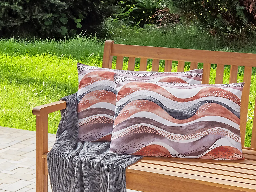 Set med 2 utomhusdynor SEBORGA Abstrakt tryck 40 x 60 cm Brun_1187782