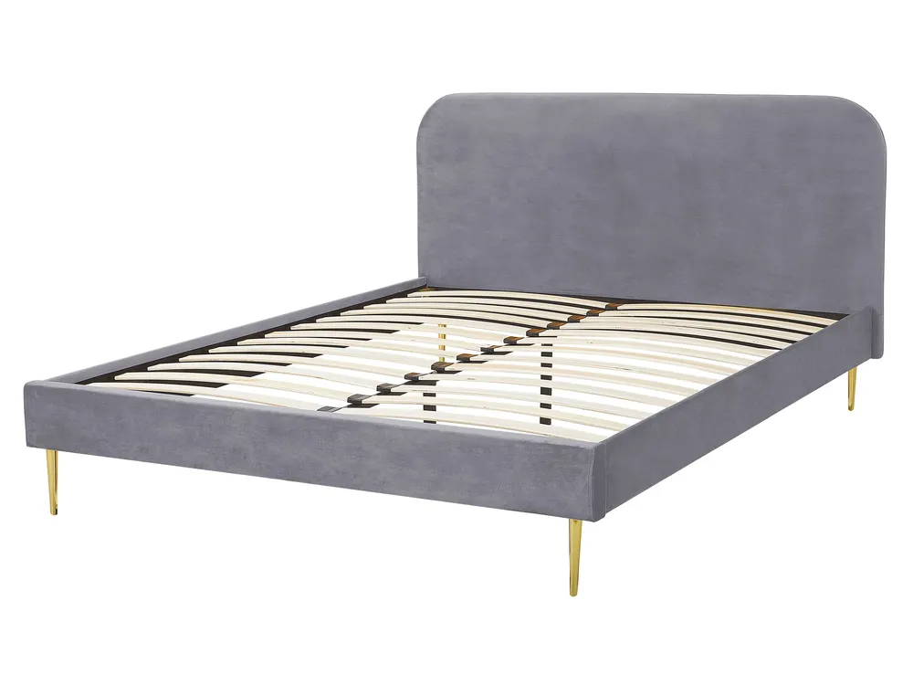 Säng med lamellram Sammet FLAYAT 160 x 200 cm Grå_767521