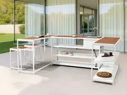 Outdoor Kitchen Set with Sink AVETRANA Brown/ White Metal_1055886