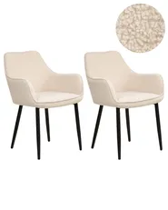 Set of 2 Dining Chairs ALDEN Boucle Light Beige_968391