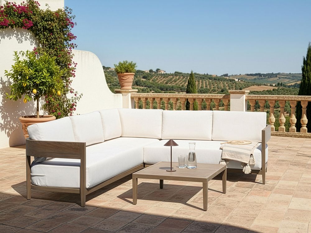 Ulkokulmasohva ja pöytä 5-istuttava SAMPIERI Metalli Ruskea Vasen
