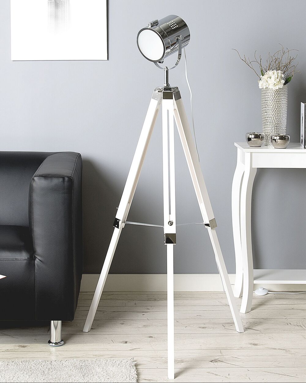Floor Lamp ALZETTE Pine Wood White