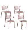 Set of 4 Garden Chairs GELA Brown