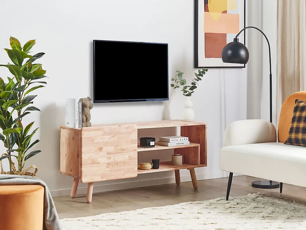 TV Stand WESTFIELD Wood Light Brown_1183344
