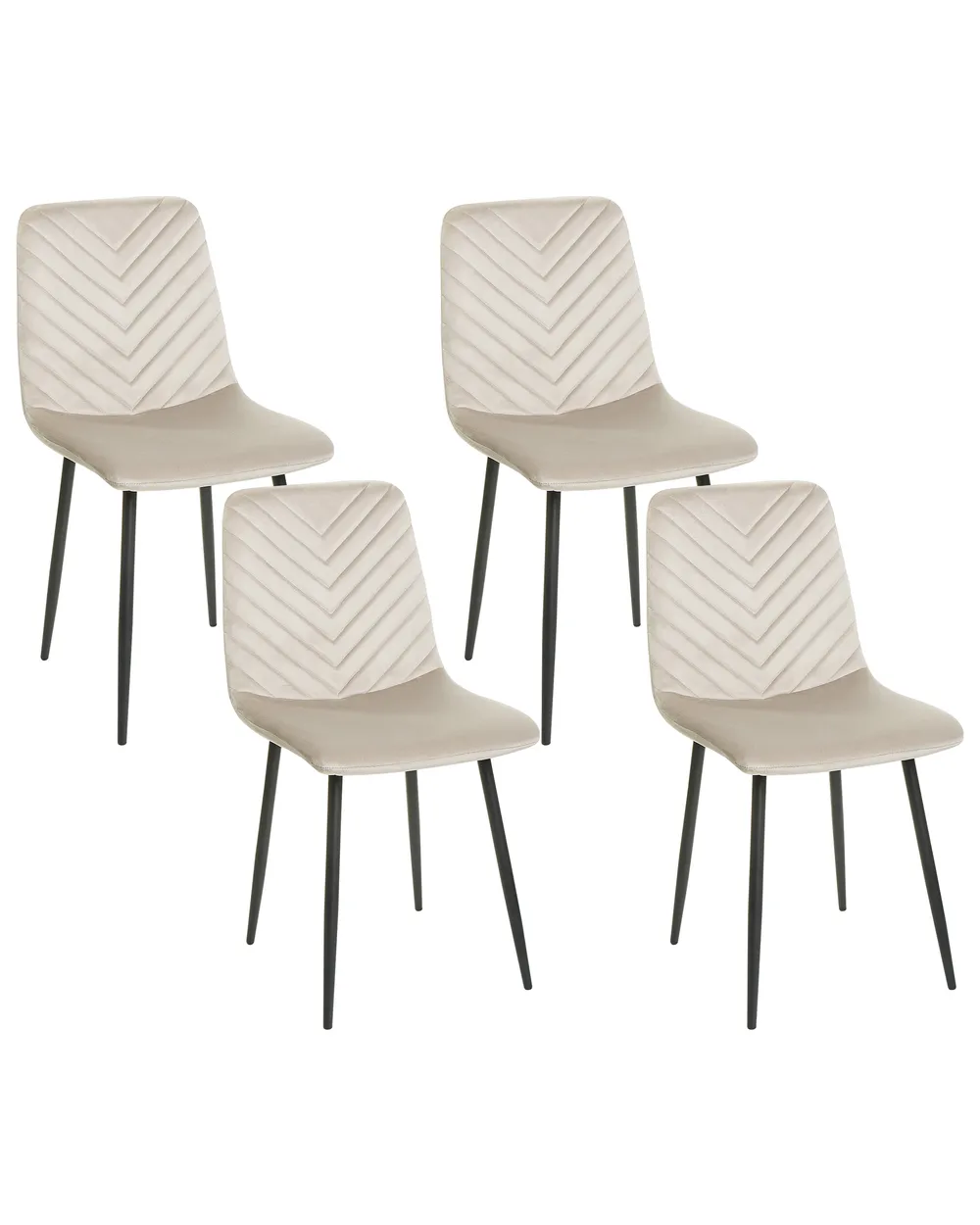 Set of 4 Dining Chairs HAVRE Velvet Beige