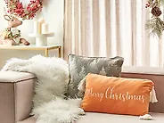 Prydnadskudde LITHOPS 30 x 50 cm Sammet Orange Julmotiv_1187901