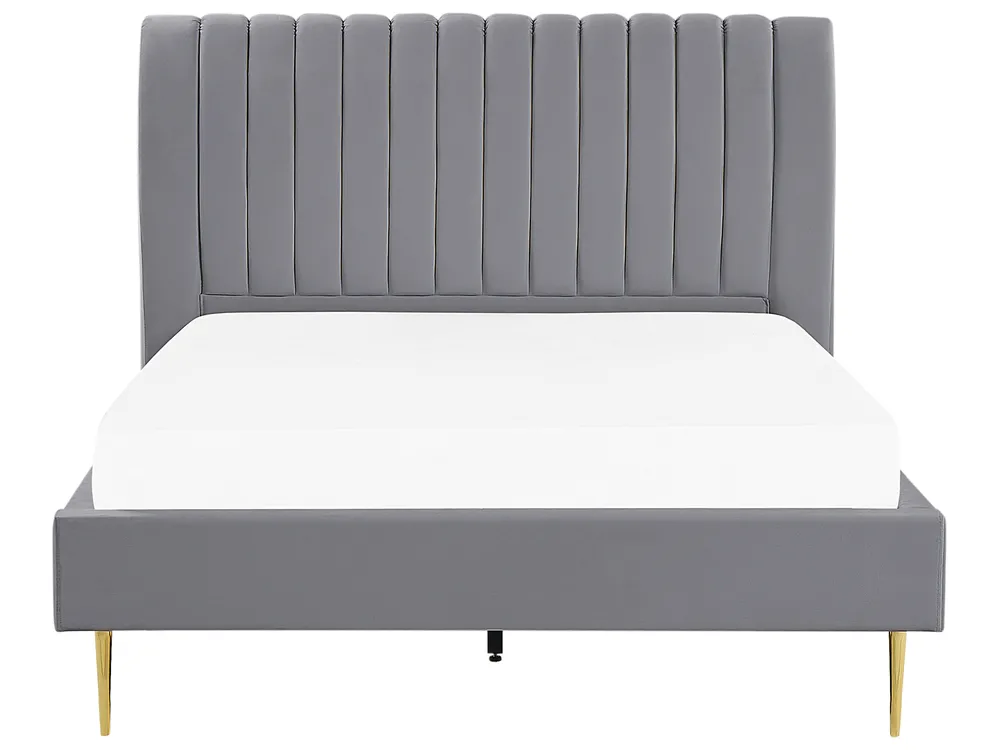 Säng med lamellram Sammet MARVILLE 140 x 200 cm Grå_835927