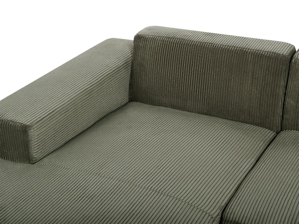 Corner Sofa 4 Seater LUNGO Corduroy Green Right Hand_962321