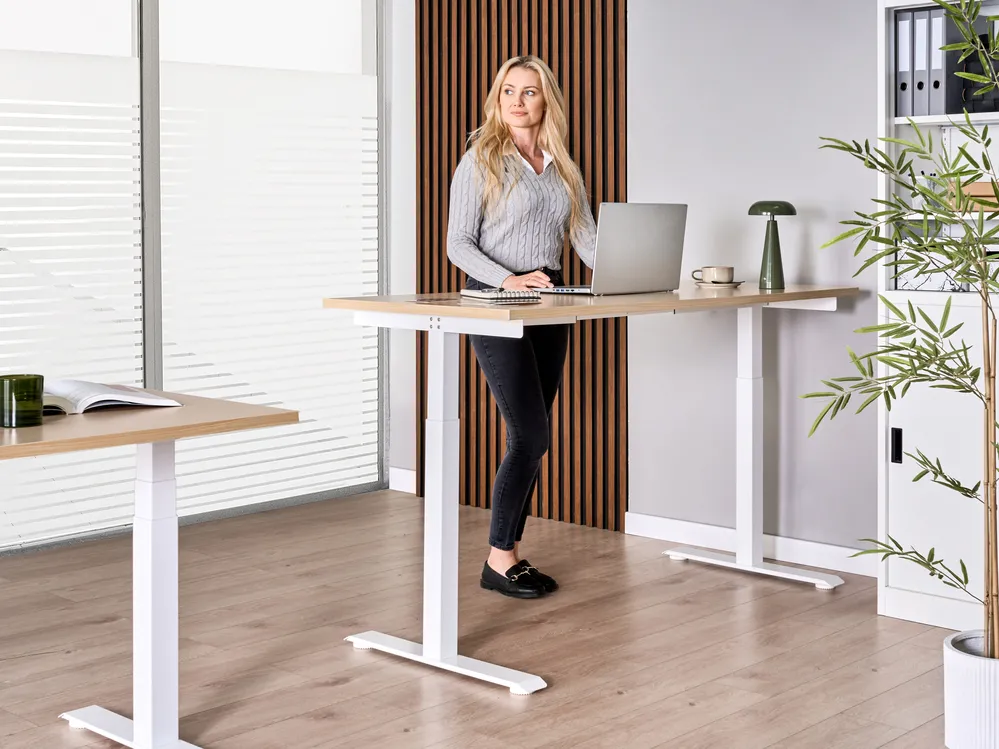 Työpöytä sähkösäädettävä DESTINES 160 cm 72 cm Vaaleanruskea/valkoinen_1000300