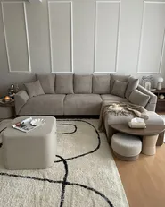 Corner Sofa 4 Seater LUNNER Corduroy Beige Left Hand_983416