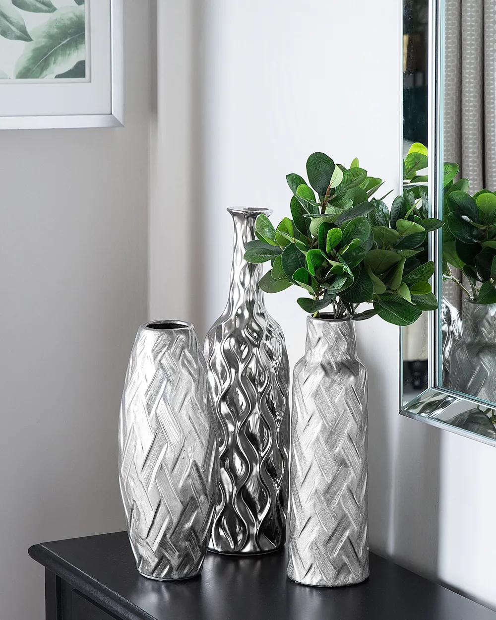 Decorative Vase ARPAD 33 cm Stoneware Silver