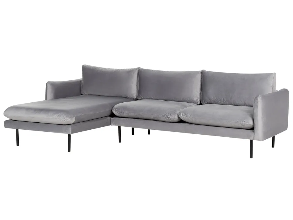 Corner Sofa 4 Seater VINTERBRO Velvet Grey Right Hand_900549